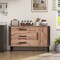 Costway Vintage Accent Cabinet Sideboard Cabinet with 3 Drawers, 1 Door, 1 Adjustable Shelf Rustic Brown